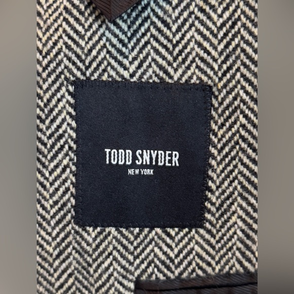 TODD SNYDER MADISON HERRINGBONE SPORT COAT BLAZER BLACK CREAM $700 44L Long - Picture 7 of 10
